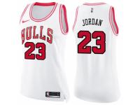 Women Nike Chicago Bulls #23 Michael Jordan Swingman White/Pink Fashion NBA Jersey