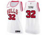 Women Nike Chicago Bulls #32 Kris Dunn Swingman White/Pink Fashion NBA Jersey