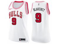 Women Nike Chicago Bulls #9 Antonio Blakeney Swingman White-Pink Fashion NBA Jersey