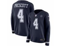 Women Nike Dallas Cowboys #4 Dak Prescott Limited Navy Blue Therma Long Sleeve NFL Jersey