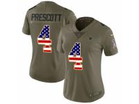 Women Nike Dallas Cowboys #4 Dak Prescott Limited Olive/USA Flag 2017 Salute to Service NFL Jersey