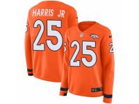 Women Nike Denver Broncos #25 Chris Harris Jr Limited Orange Therma Long Sleeve NFL Jersey