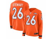 Women Nike Denver Broncos #26 Darian Stewart Limited Orange Therma Long Sleeve NFL Jersey