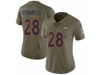 Women Nike Denver Broncos #28 Jamaal Charles Limited Olive 2017 Salute to Service NFL Jersey