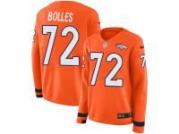 Women Nike Denver Broncos #72 Garett Bolles Limited Orange Therma Long Sleeve NFL Jersey