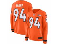 Women Nike Denver Broncos #94 DeMarcus Ware Limited Orange Therma Long Sleeve NFL Jersey