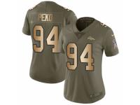 Women Nike Denver Broncos #94 Domata Peko Limited Olive/Gold 2017 Salute to Service NFL Jersey