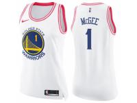 Women Nike Golden State Warriors #1 JaVale McGee Swingman White/Pink Fashion NBA Jersey