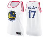 Women Nike Golden State Warriors #17 Chris Mullin Swingman White/Pink Fashion NBA Jersey