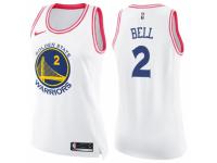 Women Nike Golden State Warriors #2 Jordan Bell Swingman White/Pink Fashion NBA Jersey