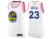 Women Nike Golden State Warriors #23 Draymond Green Swingman White/Pink Fashion NBA Jersey