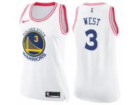 Women Nike Golden State Warriors #3 David West Swingman White/Pink Fashion NBA Jersey