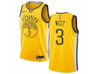 Women Nike Golden State Warriors #3 David West Yellow  Jersey - Earned Edition