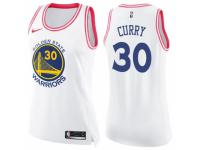 Women Nike Golden State Warriors #30 Stephen Curry Swingman White/Pink Fashion NBA Jersey