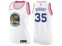 Women Nike Golden State Warriors #35 Kevin Durant Swingman White/Pink Fashion NBA Jersey