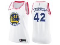 Women Nike Golden State Warriors #42 Nate Thurmond Swingman White/Pink Fashion NBA Jersey