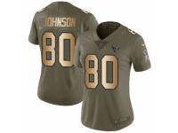 Women Nike Houston Texans #80 Andre Johnson Limited Olive/Gold 2017 Salute to Service NFL Jersey