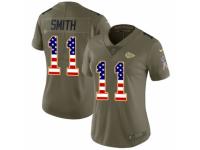 Women Nike Kansas City Chiefs #11 Alex Smith Limited Olive/USA Flag 2017 Salute to Service NFL Jersey