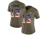 Women Nike Kansas City Chiefs #13 DeAnthony Thomas Limited Olive/USA Flag 2017 Salute to Service NFL Jersey