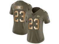 Women Nike Kansas City Chiefs #23 Phillip Gaines Limited Olive/Gold 2017 Salute to Service NFL Jersey