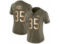 Women Nike Kansas City Chiefs #35 Charcandrick West Limited Olive/Gold 2017 Salute to Service NFL Jersey