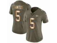 Women Nike Kansas City Chiefs #5 Cairo Santos Limited Olive/Gold 2017 Salute to Service NFL Jersey