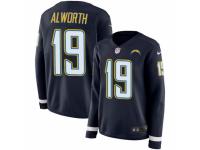 Women Nike Los Angeles Chargers #19 Lance Alworth Limited Navy Blue Therma Long Sleeve NFL Jersey