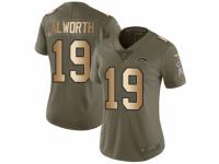 Women Nike Los Angeles Chargers #19 Lance Alworth Limited Olive/Gold 2017 Salute to Service NFL Jersey