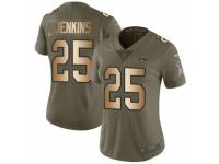 Women Nike Los Angeles Chargers #25 Rayshawn Jenkins Limited Olive/Gold 2017 Salute to Service NFL Jersey