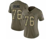 Women Nike Los Angeles Chargers #76 Russell Okung Limited Olive/Camo 2017 Salute to Service NFL Jersey