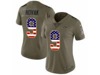 Women Nike Los Angeles Chargers #9 Nick Novak Limited Olive/USA Flag 2017 Salute to Service NFL Jersey