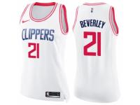 Women Nike Los Angeles Clippers #21 Patrick Beverley Swingman White/Pink Fashion NBA Jersey