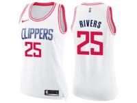 Women Nike Los Angeles Clippers #25 Austin Rivers Swingman White/Pink Fashion NBA Jersey