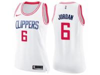 Women Nike Los Angeles Clippers #6 DeAndre Jordan Swingman White/Pink Fashion NBA Jersey