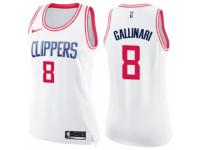 Women Nike Los Angeles Clippers #8 Danilo Gallinari Swingman White/Pink Fashion NBA Jersey