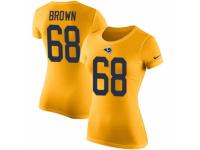 Women Nike Los Angeles Rams #68 Jamon Brown Gold Rush Pride Name & Number T-Shirt