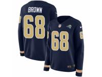 Women Nike Los Angeles Rams #68 Jamon Brown Limited Navy Blue Therma Long Sleeve NFL Jersey