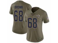 Women Nike Los Angeles Rams #68 Jamon Brown Limited Olive 2017 Salute to Service NFL Jersey