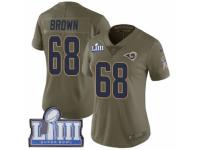 Women Nike Los Angeles Rams #68 Jamon Brown Limited Olive 2017 Salute to Service Super Bowl LIII Bound NFL Jersey