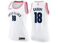 Women Nike Memphis Grizzlies #18 Omri Casspi Swingman White-Pink Fashion NBA Jersey