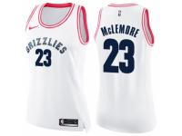 Women Nike Memphis Grizzlies #23 Ben McLemore Swingman White/Pink Fashion NBA Jersey