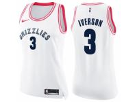 Women Nike Memphis Grizzlies #3 Allen Iverson Swingman White/Pink Fashion NBA Jersey