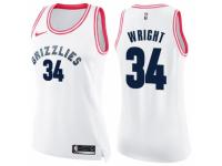 Women Nike Memphis Grizzlies #34 Brandan Wright Swingman White/Pink Fashion NBA Jersey