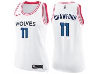 Women Nike Minnesota Timberwolves #11 Jamal Crawford Swingman White/Pink Fashion NBA Jersey