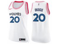 Women Nike Minnesota Timberwolves #20 Josh Okogie Swingman White-Pink Fashion NBA Jersey