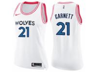 Women Nike Minnesota Timberwolves #21 Kevin Garnett Swingman White/Pink Fashion NBA Jersey