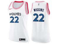 Women Nike Minnesota Timberwolves #22 Andrew Wiggins Swingman White/Pink Fashion NBA Jersey