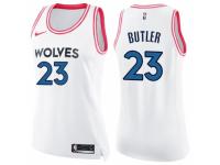 Women Nike Minnesota Timberwolves #23 Jimmy Butler Swingman White/Pink Fashion NBA Jersey