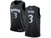 Women Nike Minnesota Timberwolves #3 Anthony Brown Swingman Black Hardwood Classics Jersey