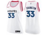 Women Nike Minnesota Timberwolves #33 Robert Covington Swingman White-Pink Fashion NBA Jersey